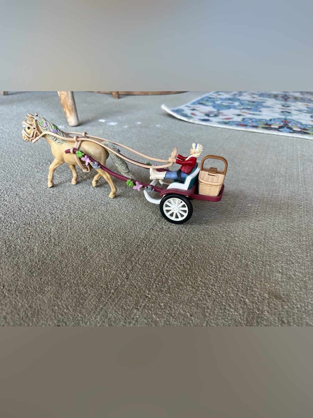 Schleich Toy Horse-Drawn Carriage Playset in Pink and Cream